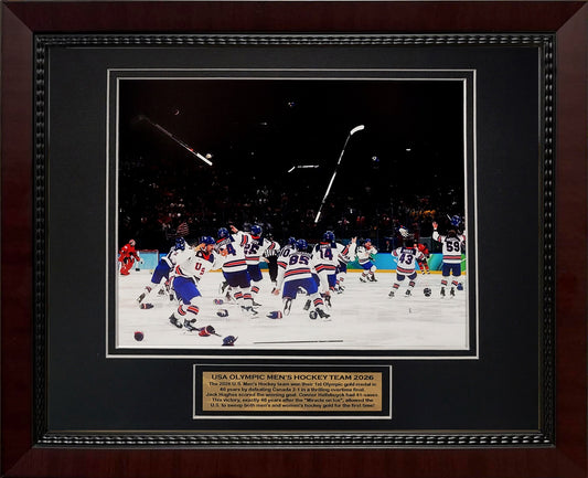 USA Men's Hockey Photograph - Victory Celebration - Framed 13x16