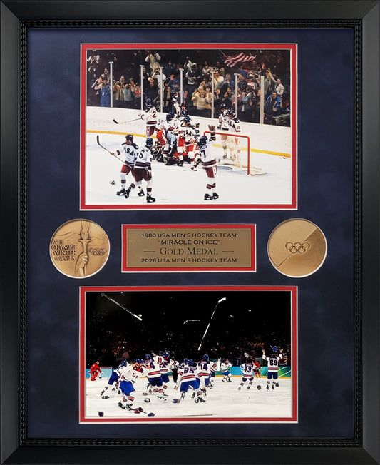 USA Men's Hockey Photographs - Victory Collage - Framed 18x22