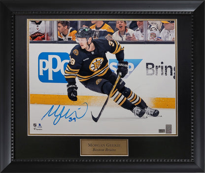 Morgan Geekie Autograph 16x20 Photo - Boston Bruins - Framed 23x27 - New England Picture Authentication
