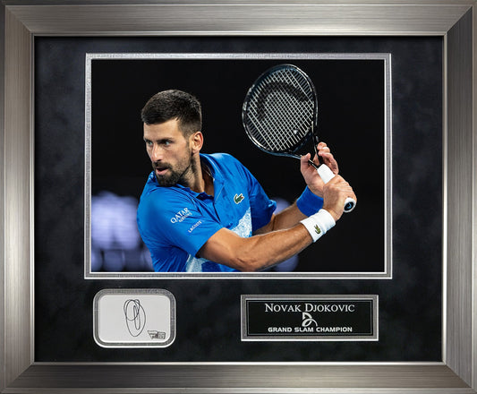 Novak Djokovic Autograph Cut Signature Collage - Framed 18x22 - Fanatics Authentication