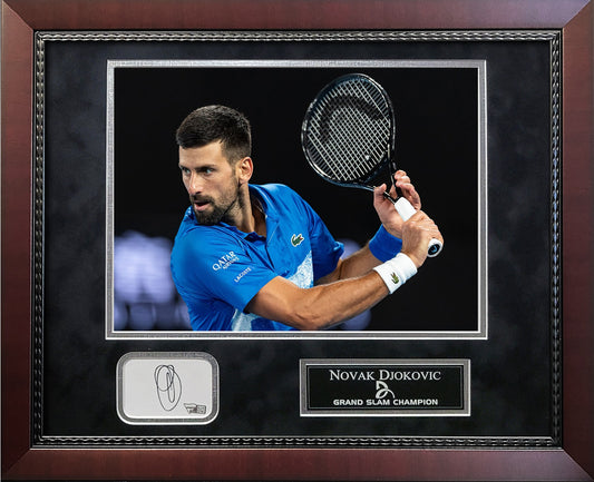 Novak Djokovic Autograph Cut Signature Collage - Framed 18x22 - Fanatics Authentication