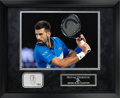Novak Djokovic Autograph Cut Signature Collage - Framed 18x22 - Fanatics Authentication