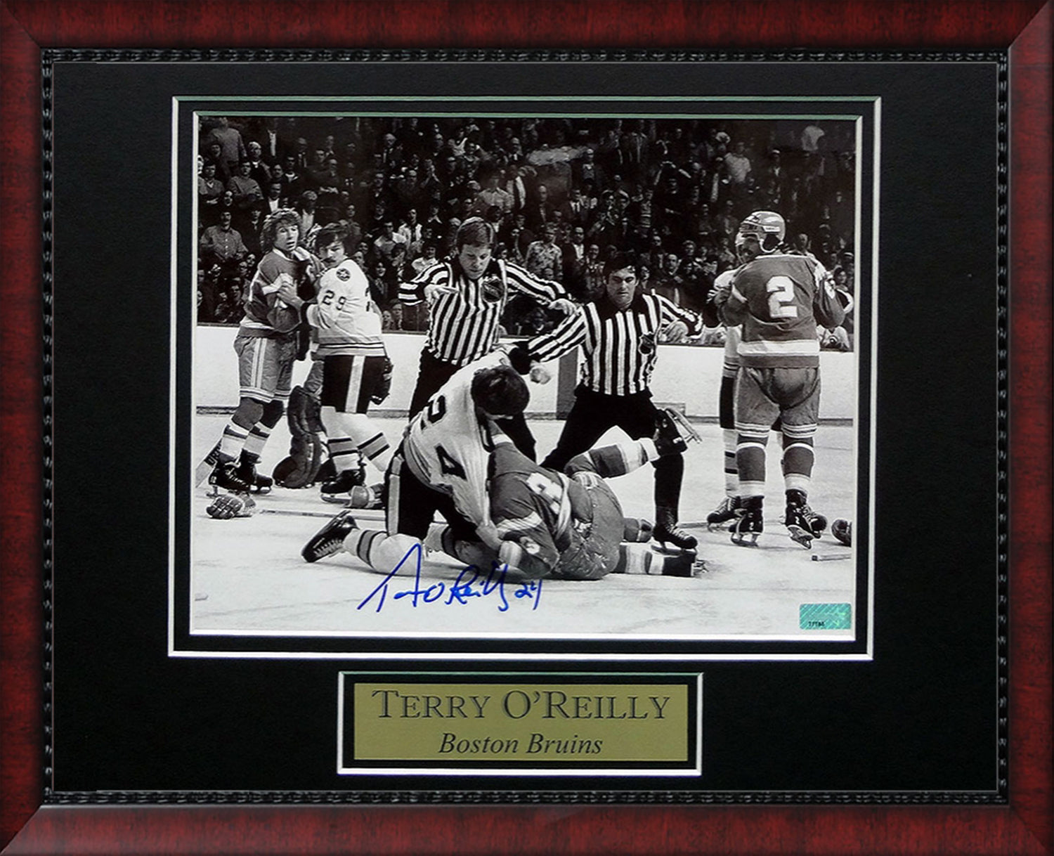 Terry Riley Autograph Terry O'Reilly Autograph Photo 11x14 Ice Fight – New England Picture