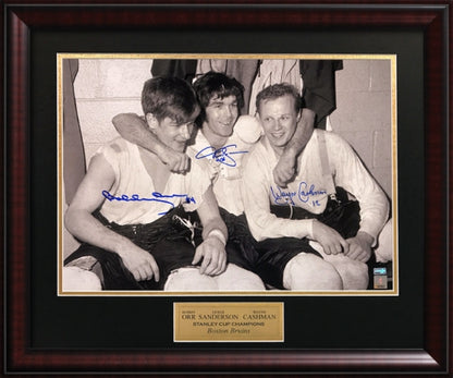 Bobby Orr Derek Sanderson Wayne Cashman Triple Autograph 23x27 Great North Road America Authentication