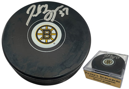 Patrice Bergeron Autograph Puck - Spoke B - Boston Bruins