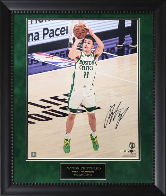 Payton Pritchard Autograph 16x20 Photo - Jump Shot - Boston Celtics - Framed 23x27 - JSA Authentication