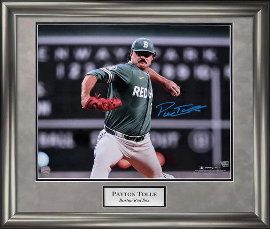 Payton Tolle Autograph 16x20 Photo - City Connect Pitch - Boston Red Sox - Framed 23x27 - Fanatics Authentication