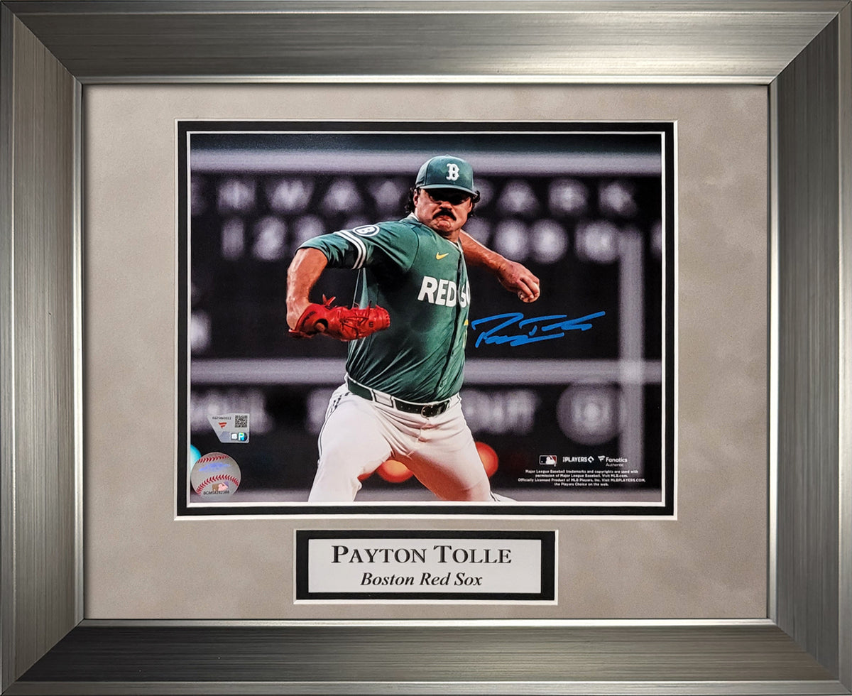Payton Tolle Autograph 8x10 Photo - City Connect Pitch - Boston Red Sox - Framed 13x16 - Fanatics Authentication