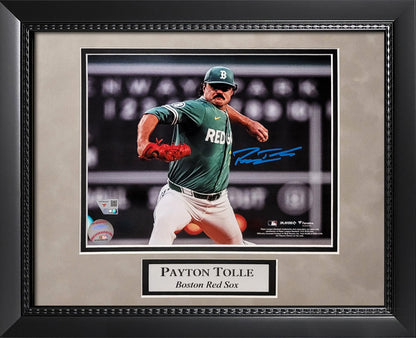 Payton Tolle Autograph 8x10 Photo - City Connect Pitch - Boston Red Sox - Framed 13x16 - Fanatics Authentication