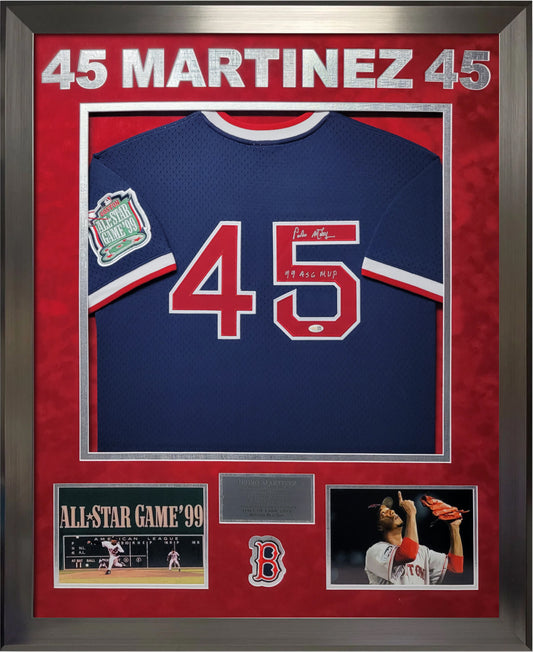 Pedro Martinez Autographed Jersey - 1999 All-Star Game - "99 ASG MVP" Inscription - Boston Red Sox - Framed 37x45 -