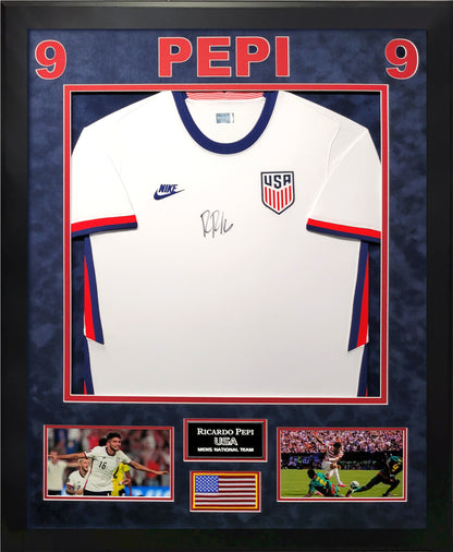 Ricardo Pepi Autograph Jersey - Team USA - Framed 37x45