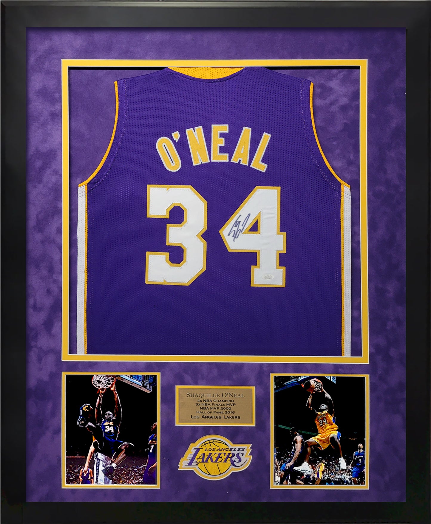 Shaquille O'Neal Autographed Jersey - Los Angeles Lakers - Framed 37x45 - JSA Authentication