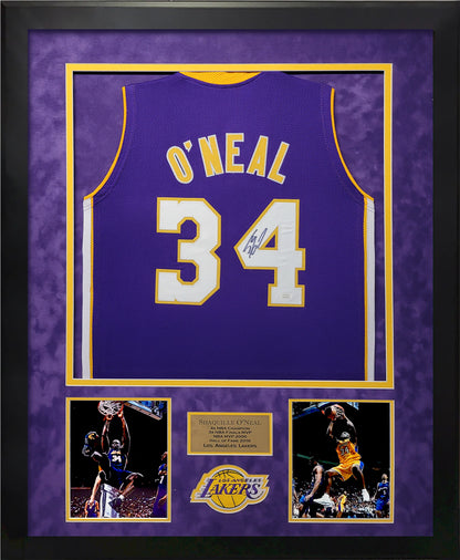 Shaquille O'Neal Autographed Jersey - Los Angeles Lakers - Framed 37x45 - JSA Authentication