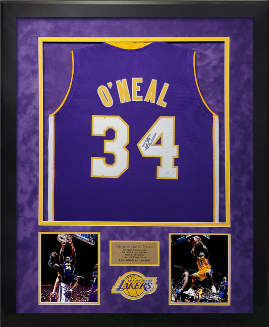 Shaquille O'Neal Autographed Jersey - Los Angeles Lakers - Framed 37x45 - JSA Authentication