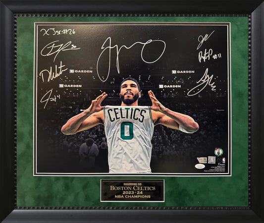 Boston Celtics Team Signed 8 Signature Autograph Photo 2024 NBA Champions 23x27