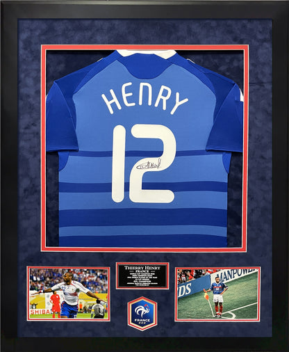 Thierry Henry Autograph Jersey - France National Team - Framed 37x45