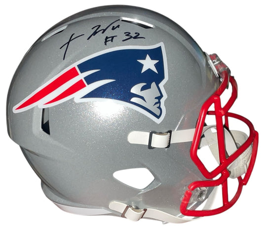 TreVeyon Henderson Autograph Full Size Helmet - Speed Replica - New England Patriots - JSA Authtication