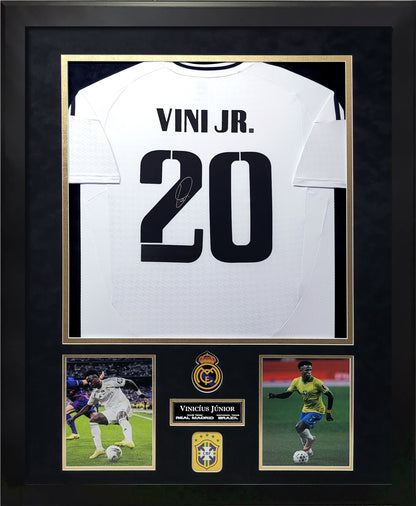 Vinicius Junior Autograph Jersey - Real Madrid - Framed 37x45 - Icons Authentication