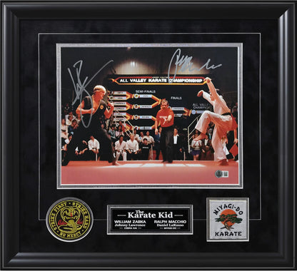 William Zabrak, Ralph Macchio Double Autograph 11x14 Photo - The Karate Kid (1984) - Framed 21x23 - Beckett Authentication