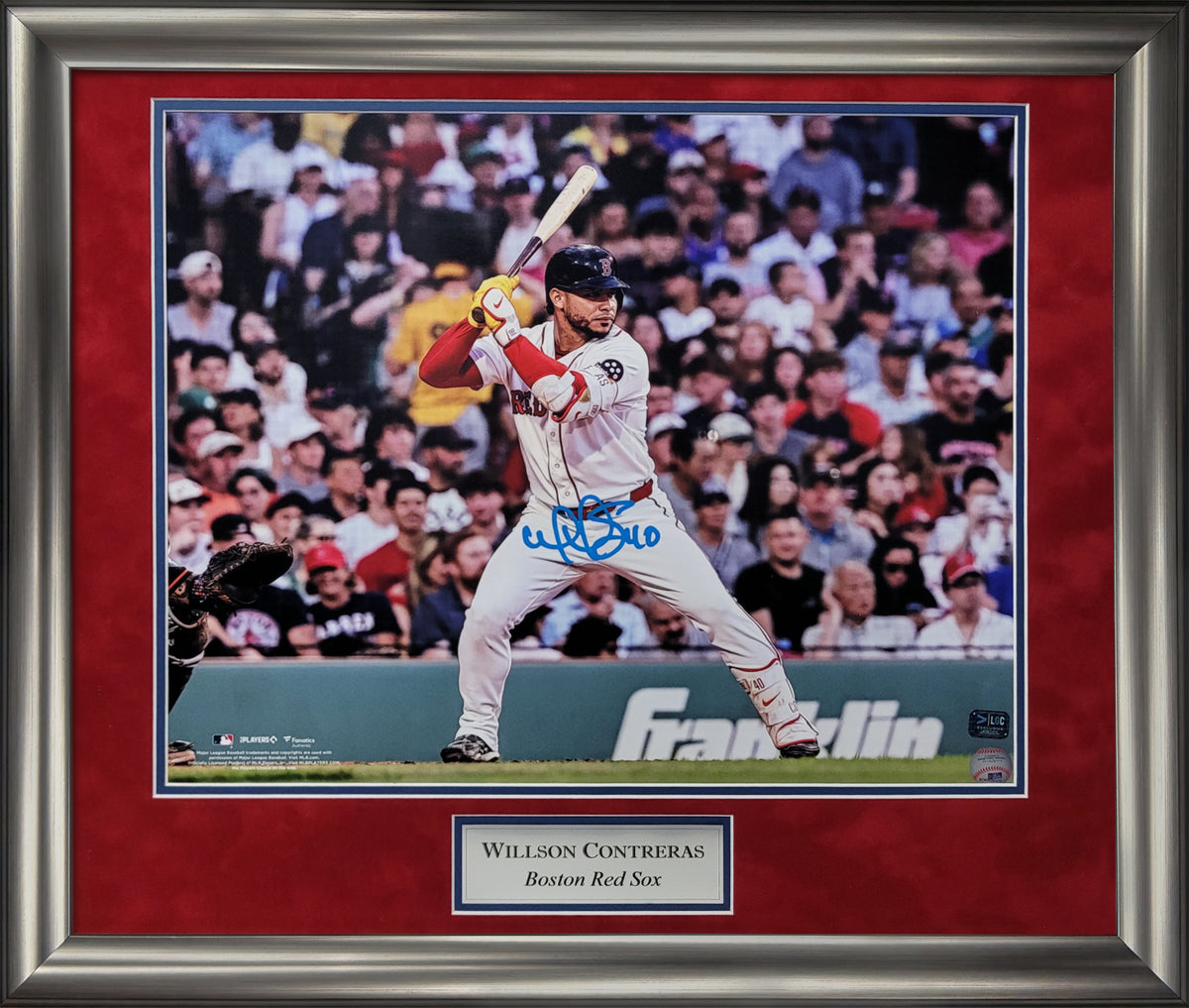 Willson Contreras Autograph 16x20 Photo - At Bat - Boston Red Sox - Framed 23x27