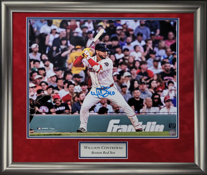 Willson Contreras Autograph 16x20 Photo - At Bat - Boston Red Sox - Framed 23x27