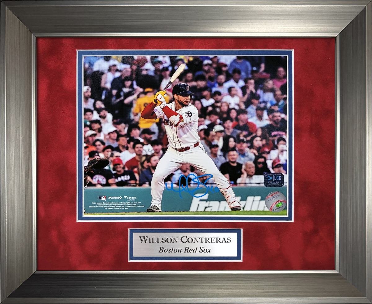 Willson Contreras Autograph 8x10 Photo - At Bat - Boston Red Sox - Framed 13x16