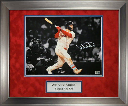 Wilyer Abreu Autograph 11x14 Photo - Swing Spotlight - Boston Red Sox - Framed 18x22 - New England Picture Authentication