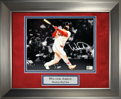 Wilyer Abreu Autograph 8x10 Photo - Swing Spotlight - Boston Red Sox - Framed 13x16 - New England Picture Authentication