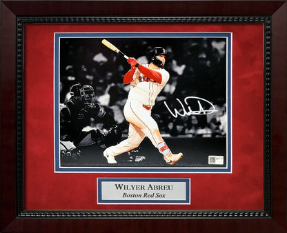 Wilyer Abreu Autograph 8x10 Photo - Swing Spotlight - Boston Red Sox - Framed 13x16 - New England Picture Authentication