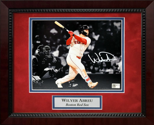 Wilyer Abreu Autograph 8x10 Photo - Swing Spotlight - Boston Red Sox - Framed 13x16 - New England Picture Authentication