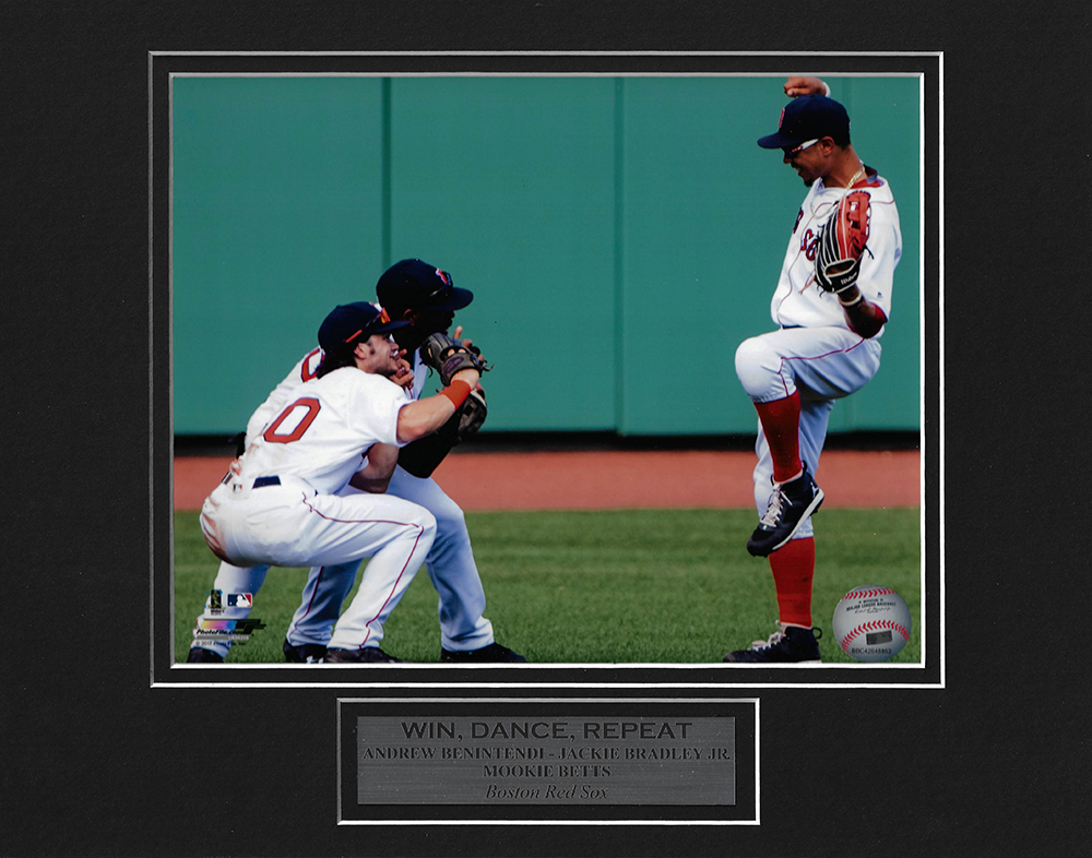 Unsigned Boston Red Sox Andrew Benintendi Fanatics Authentic Celebration  with Jackie Bradley Jr. and Mookie Betts Photograph