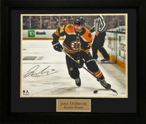 Jake DeBrusk Boston Bruins Autographed 11 x 14 Goal Celebration Spotlight  Photograph with 1st SCP Goal 4/14/18 Inscription - Limited Edition of 18