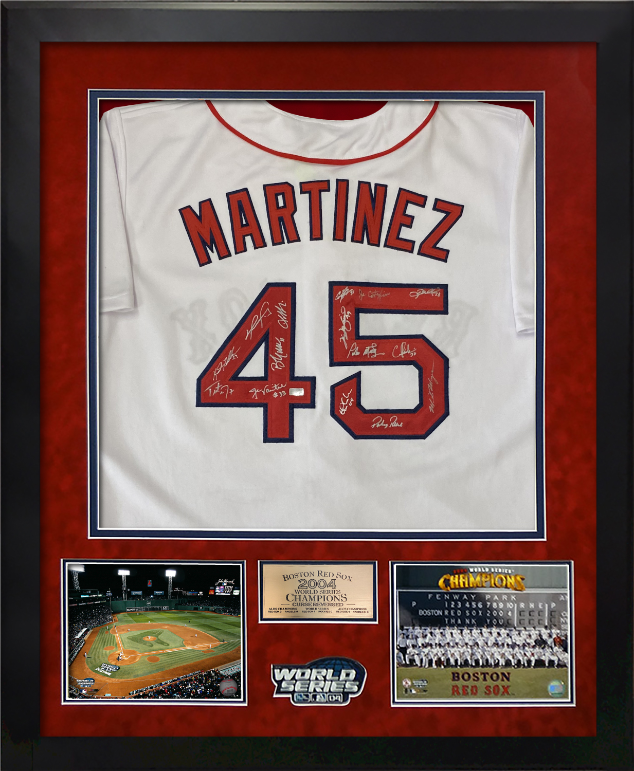 2004 Team Signed Boston Red Sox Autograph Jersey 15 Signatures Custom  Framed - New England Picture