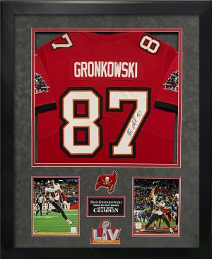 FRAMED Autographed/Signed ROB GRONKOWSKI 33x42 New England White