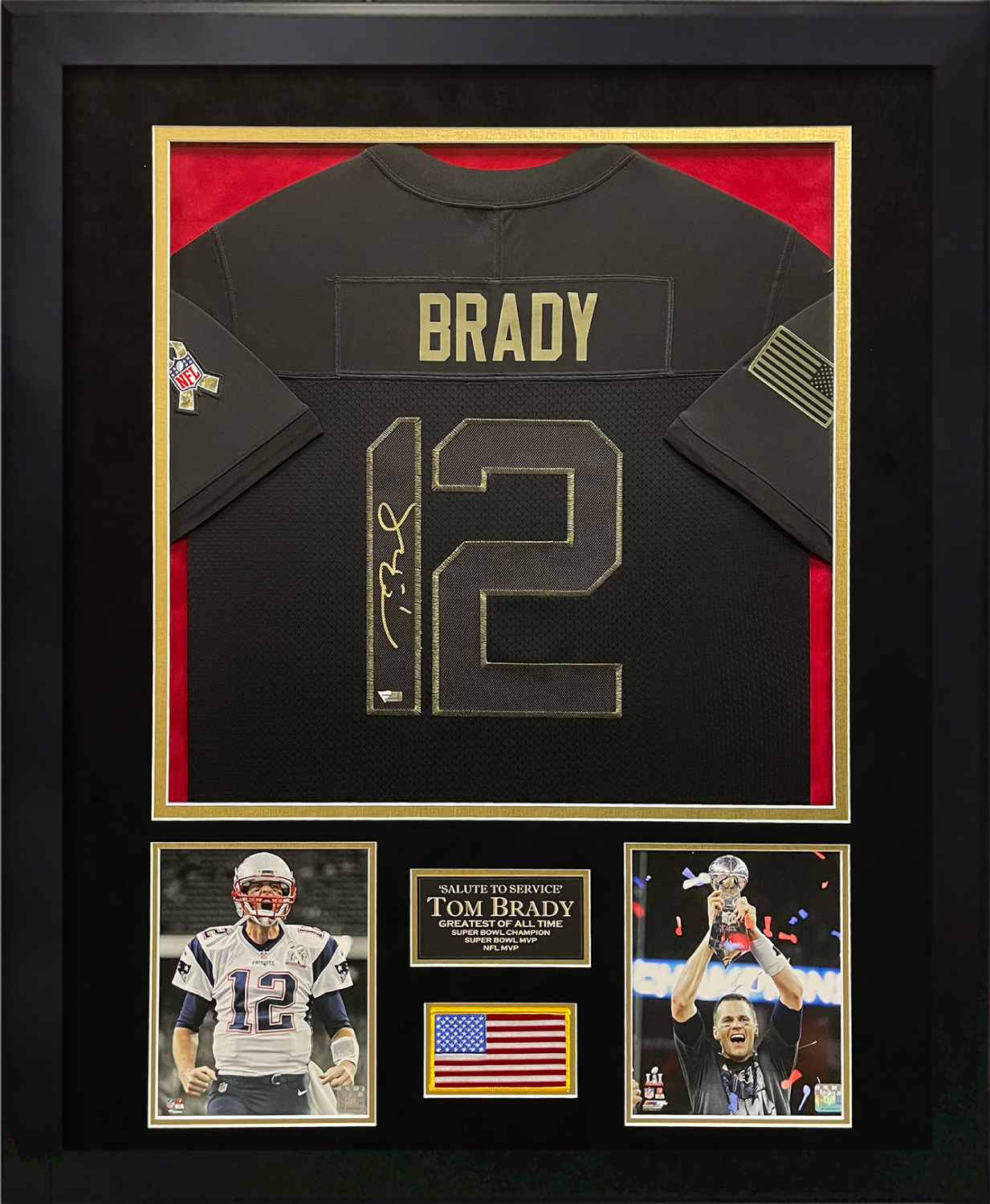 Tom Brady Autograph Salute to Service Jersey Framed 37x45 - New England  Picture