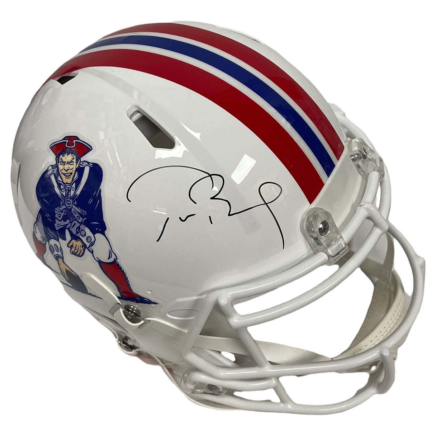 Tom Brady Autographed New England Patriots Silver Full Size Replica Helmet  Fanatics Stock #193851