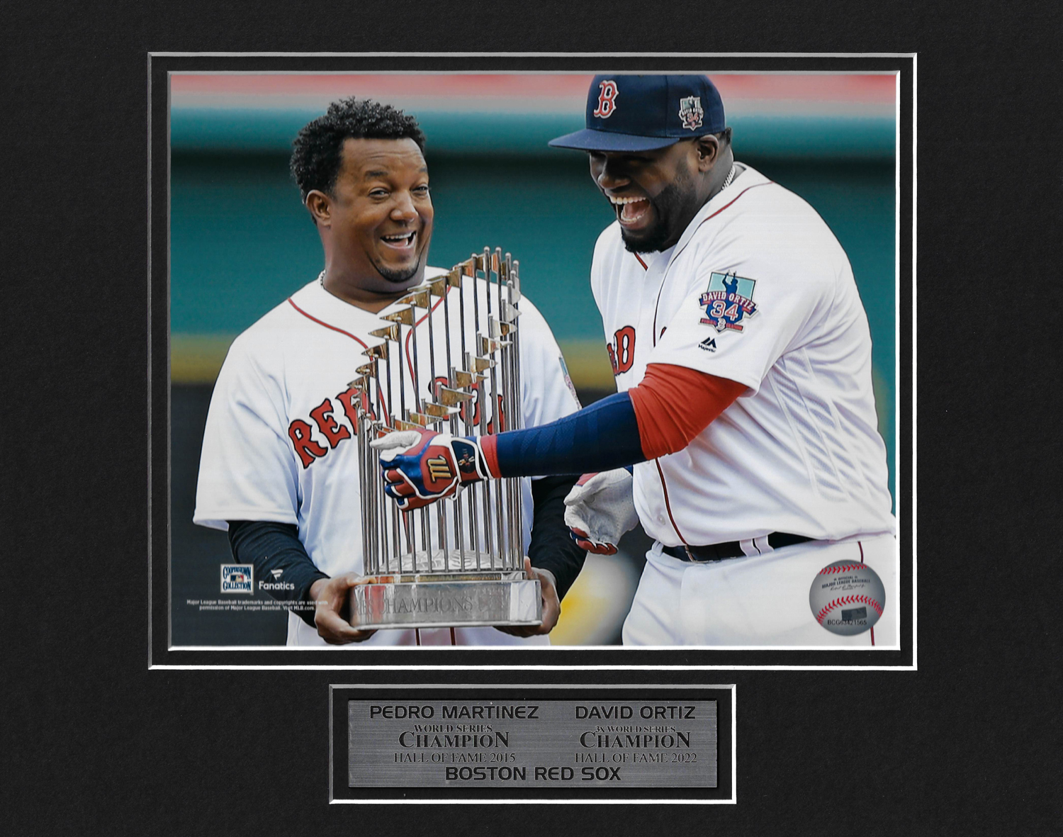 Pedro Martinez David Ortiz Photo Laughing with Trophy 11x14 - New England  Picture