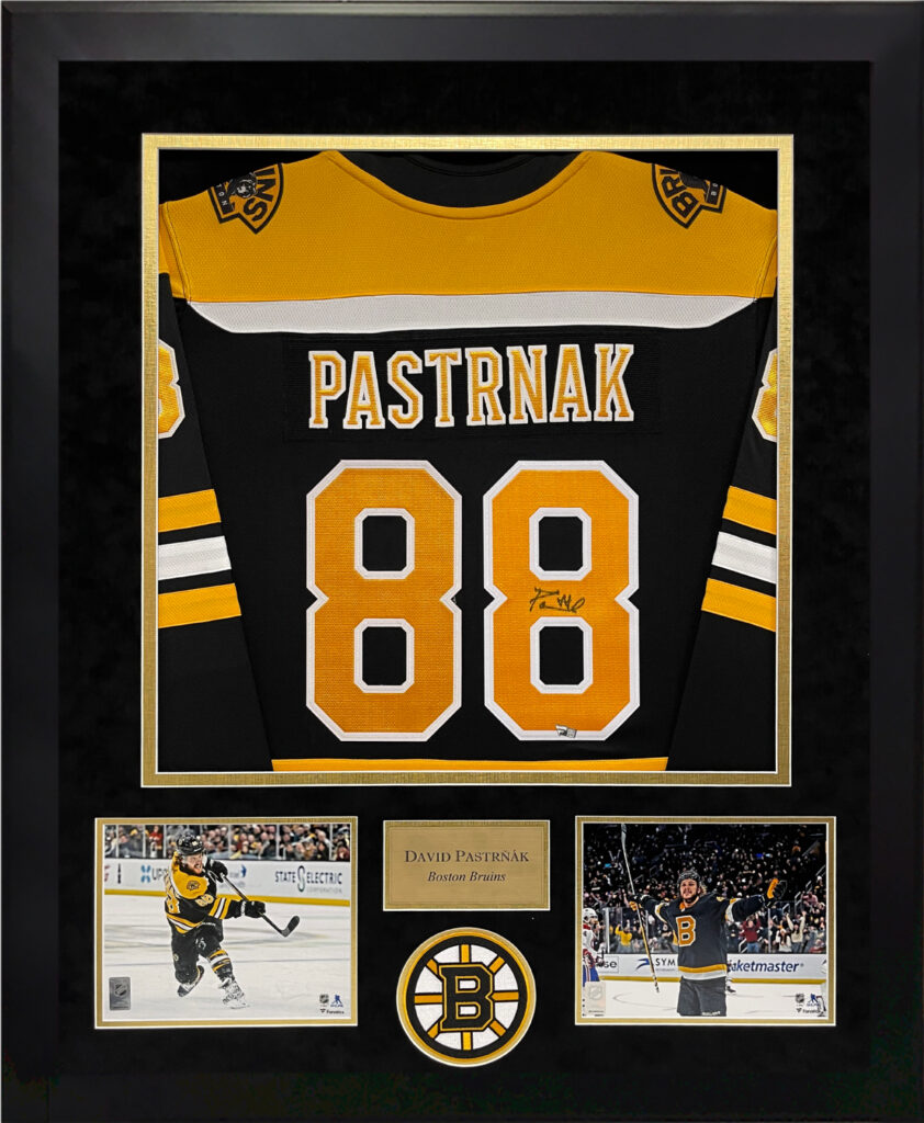 David Pastrnak Autograph Jersey Framed 37x45 - New England Picture