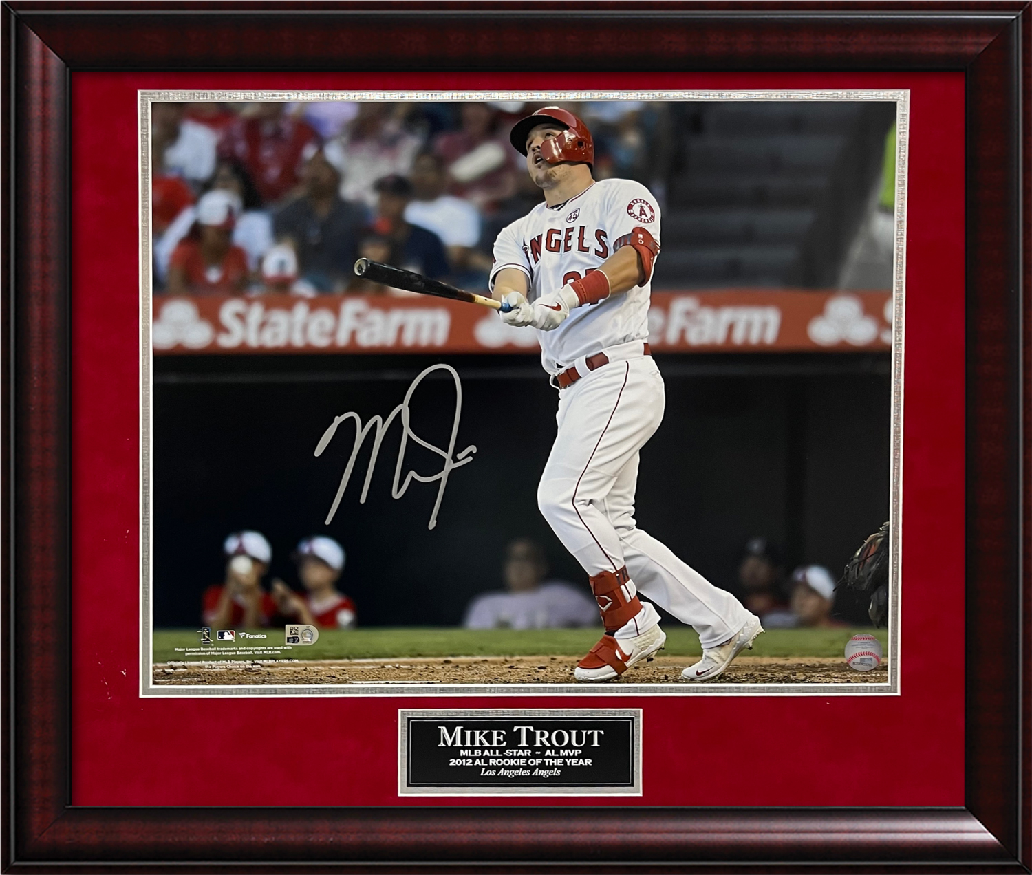 Mike Trout Autograph Photo Batting 23x27 MLB Authentication - New England  Picture